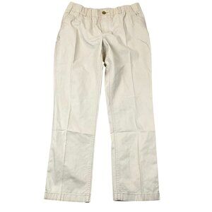 L.L. Bean Women's Pants 10P Cream Elastic Waist With Button-Front